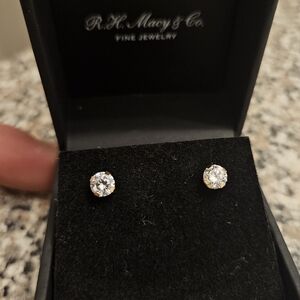 Silver Diamond Stud Earrings